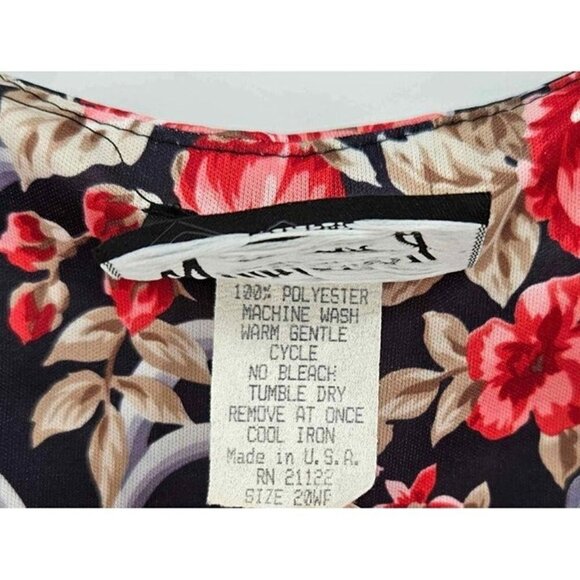 Vintage Whirlaway Frocks Lightweight Floral Padded Shoulder Open Front Top 20W - Picture 4 of 4